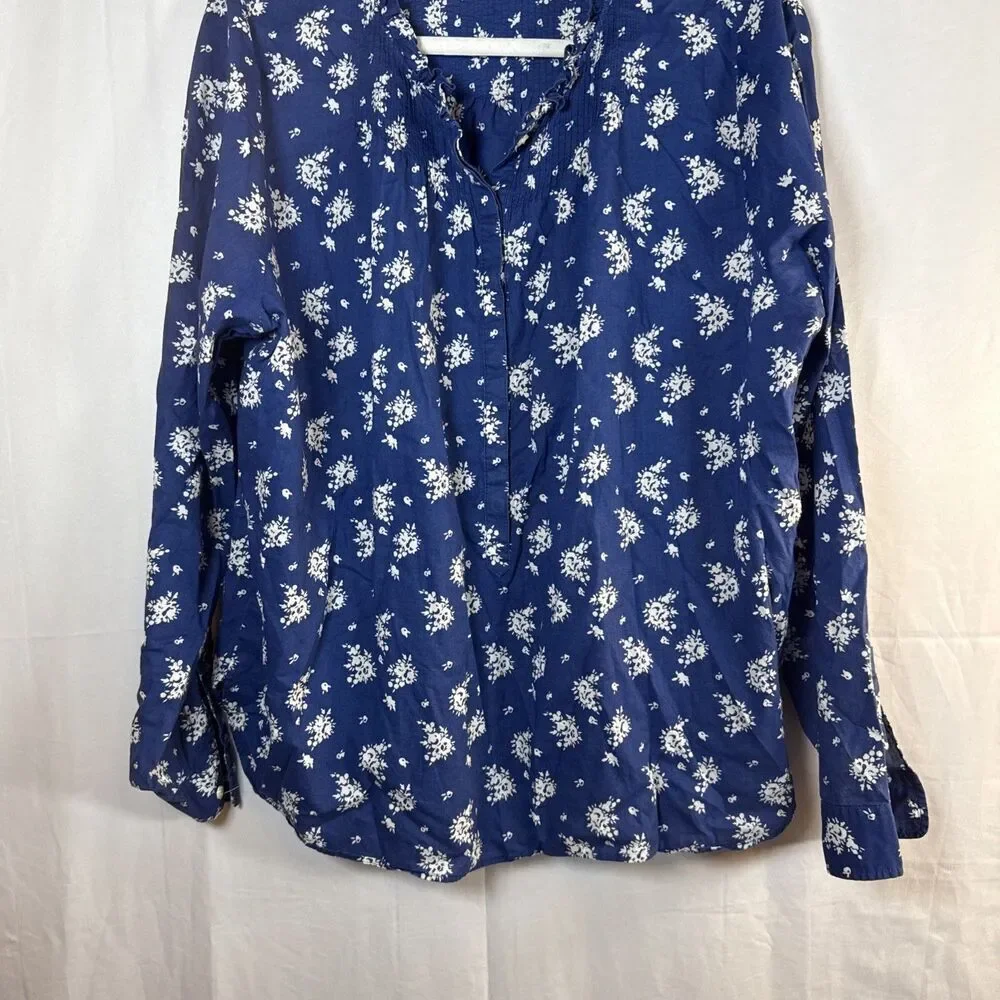 J. Crew Blue Floral Blouse Size XL Preowned - Picture 3 of 15